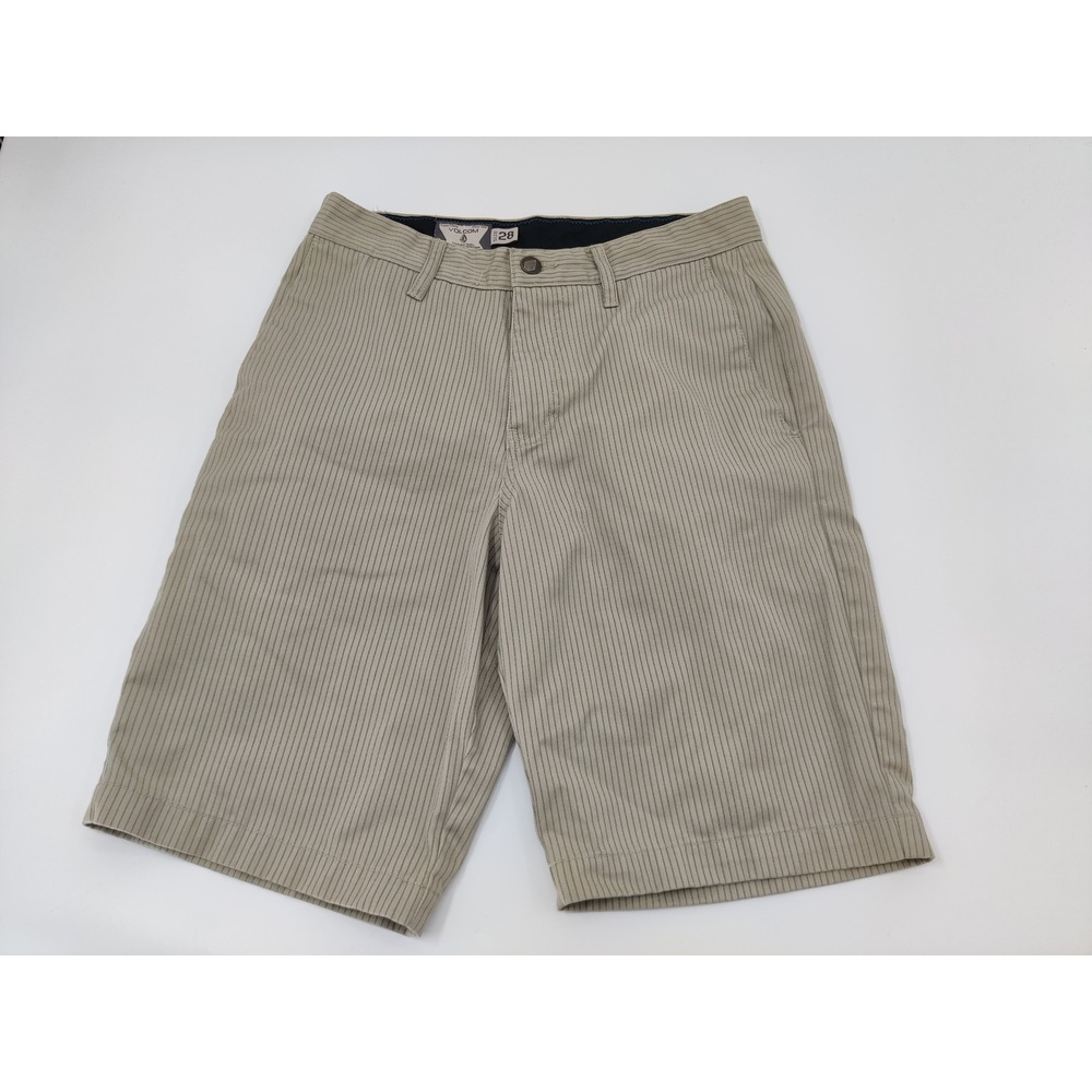 Volcom Frickin Stripe Chino Shorts Mens Size 28 Beige Casual Skater